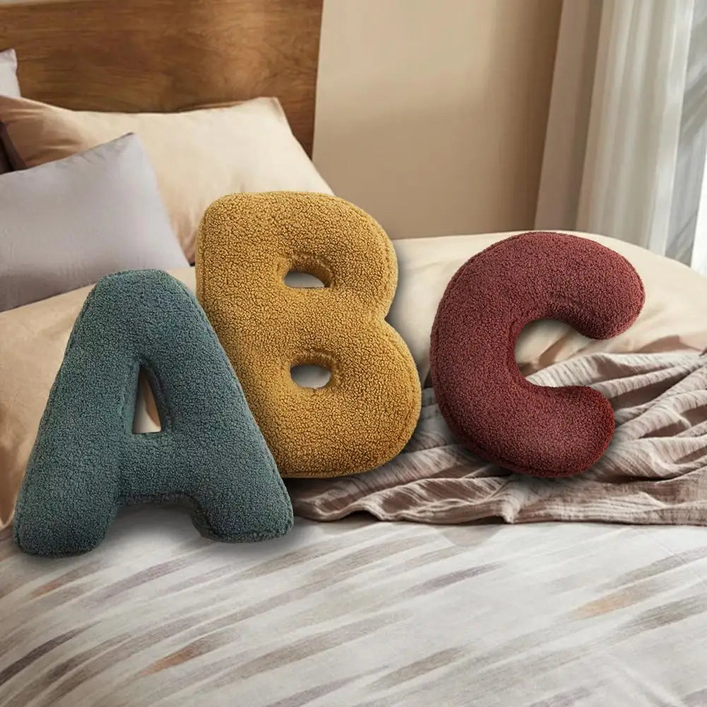 Alphabet Throw Pillow Velvet 15 x 12 Inches Monogram Accent Cushion Personalized Name Letter for Sofa Couch Bedroom Nursery Kids Room Decor | Thomler