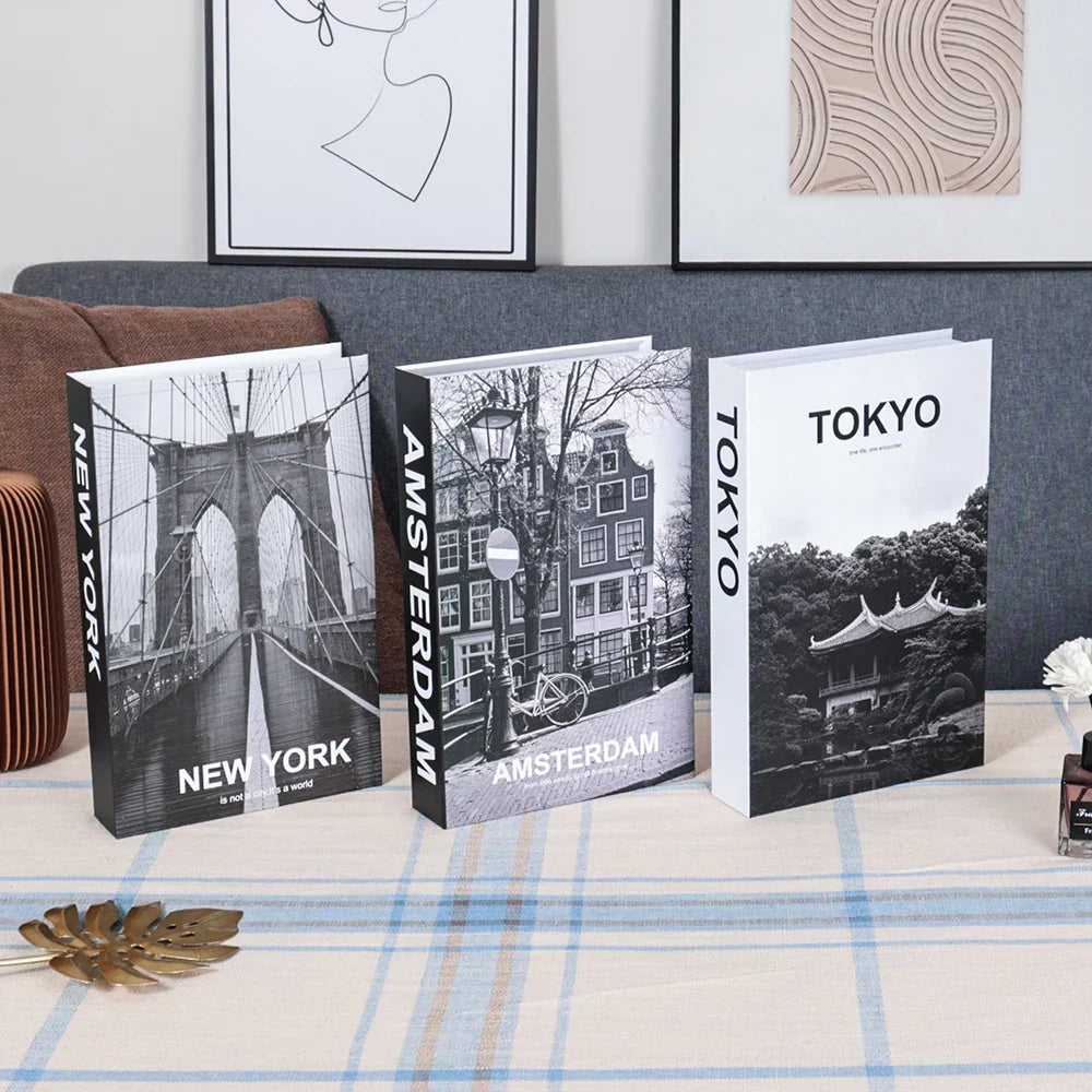 Hollow Cardboard Book Stack 3-Piece Display Set for Shelf Styling Coffee Table Accent Modern Home Interior Staging Props | Thomler