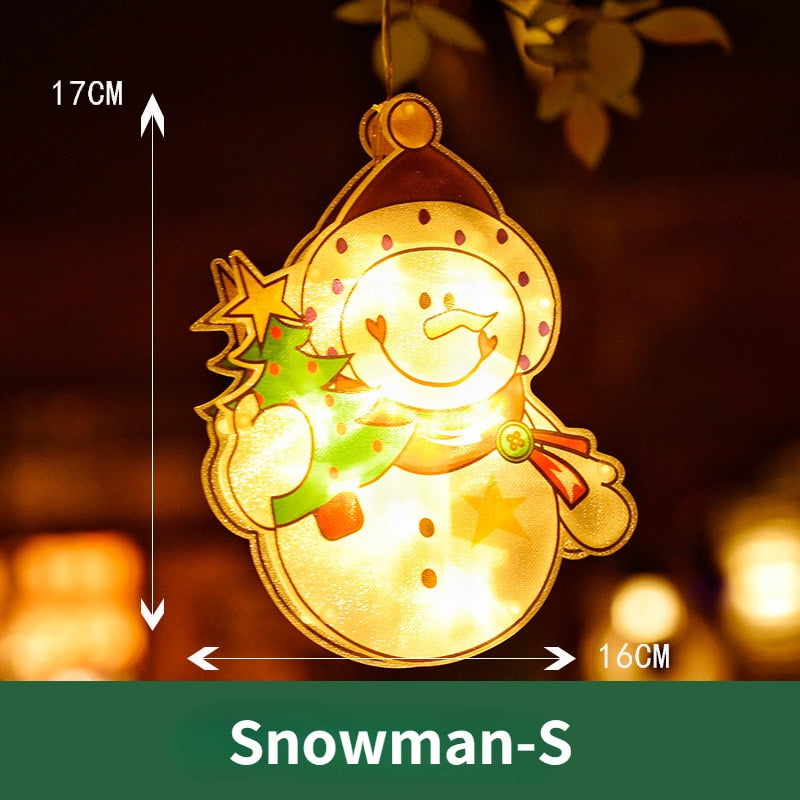 Battery-Operated LED Window Hanging Decoration – Holiday Silhouettes with Flash & Steady Modes