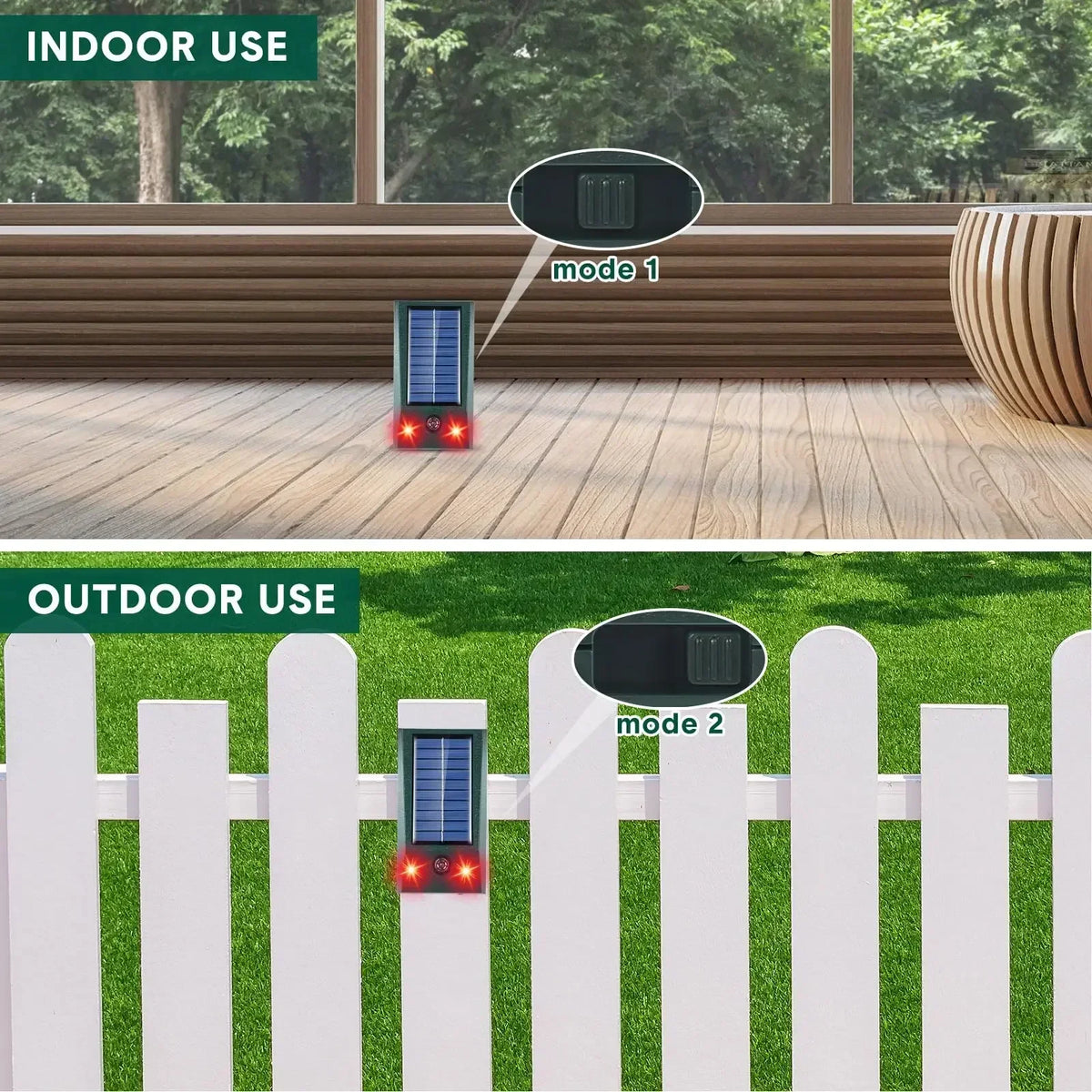 Solar Bird Deterrent with Motion Sensor & LED Flash – Weatherproof Ultrasonic Repeller for Yards & Gardens