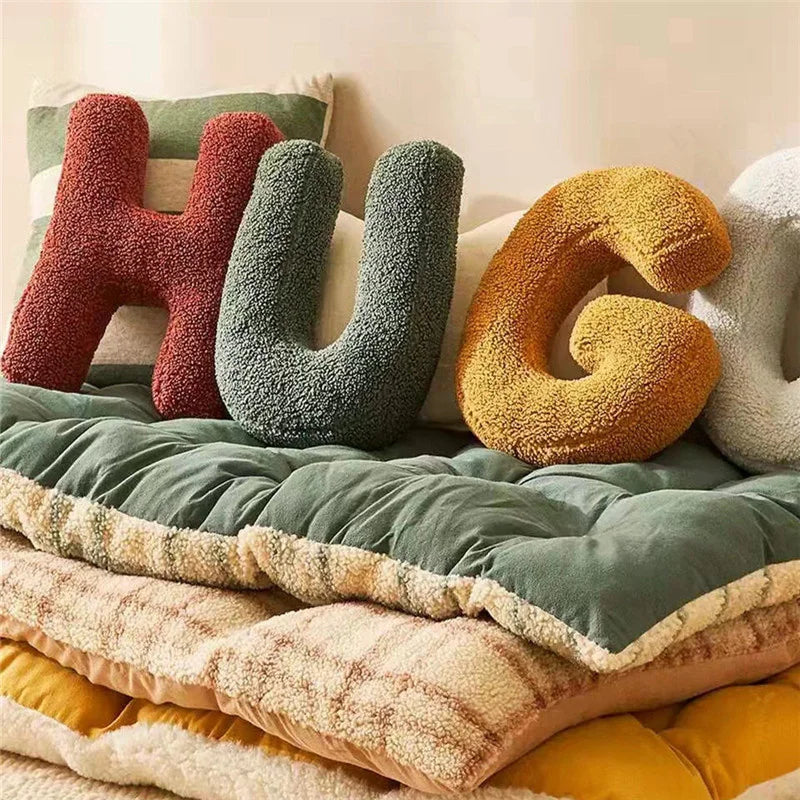 Alphabet Throw Pillow Velvet 15 x 12 Inches Monogram Accent Cushion Personalized Name Letter for Sofa Couch Bedroom Nursery Kids Room Decor | Thomler