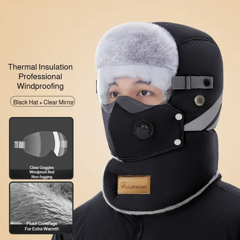Full-Face Insulated Winter Balaclava with Detachable Shield & Windproof Design for Skiing & Cold Weather