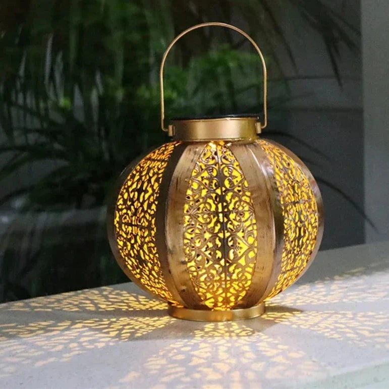 Solar Powered Garden Lantern Set Black Metal Decorative Light for Patio Pathway Balcony Hanging or Tabletop Warm Glow Wireless LED Dusk to D | Thomler