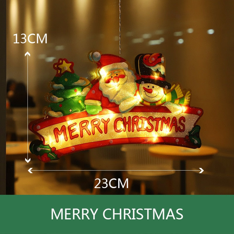 Battery-Operated LED Window Hanging Decoration – Holiday Silhouettes with Flash & Steady Modes