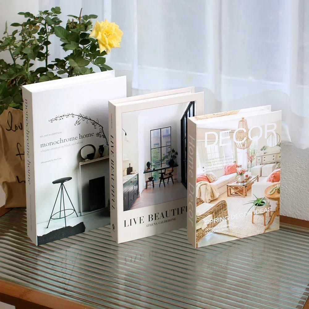 Hollow Cardboard Book Stack 3-Piece Display Set for Shelf Styling Coffee Table Accent Modern Home Interior Staging Props | Thomler