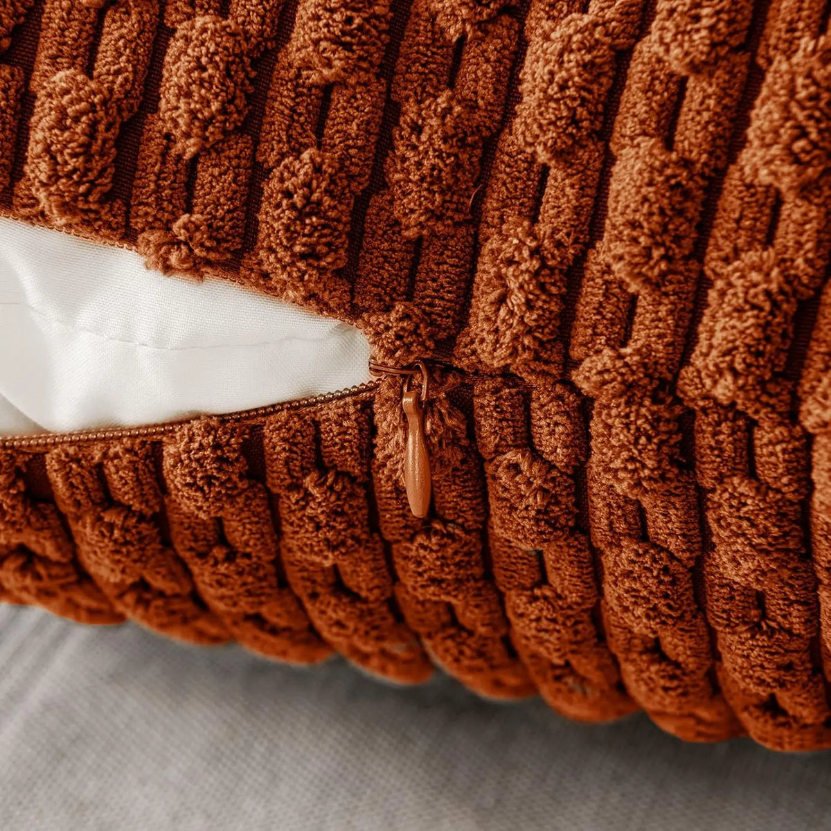 Ribbed Throw Pillow Cover 18×18 Inch Polyester Cotton Blend Textured Decorative Accent for Sofa Couch Armchair Bedroom Modern Scandinavian B | Thomler