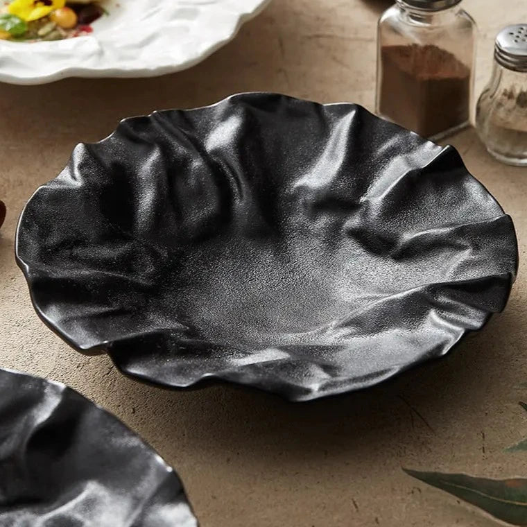 Ocean Wave Serving Bowl Ceramic Porcelain Handcrafted Dinnerware for Kitchen Dining Room Coastal Table Decor Salad Soup | Thomler