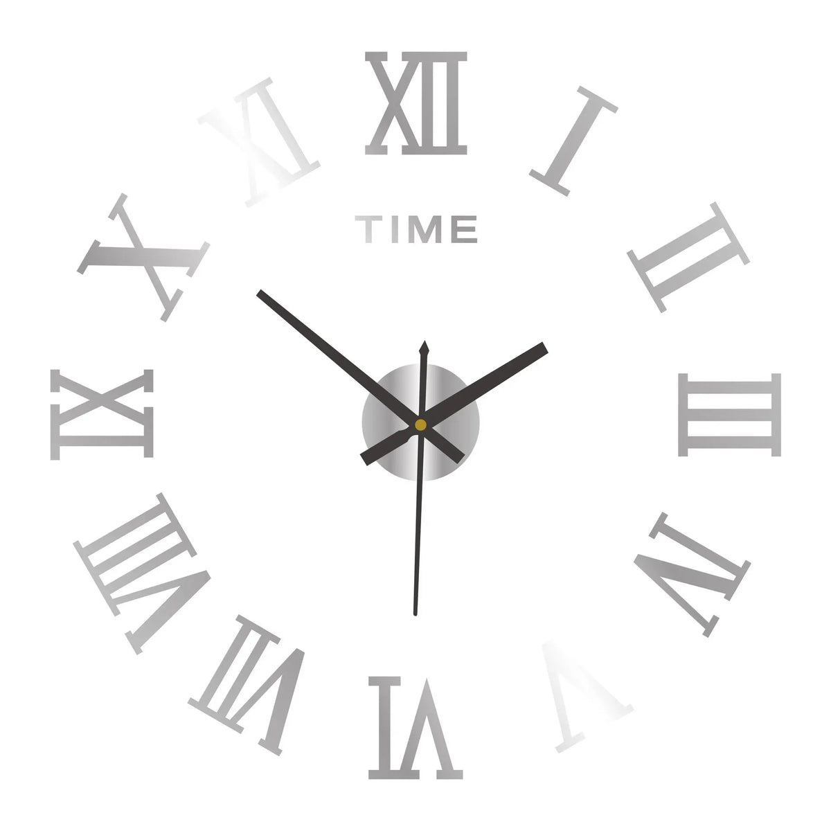 DIY 3D Wanduhr mit römischen Ziffern, 40 cm, selbstklebende Acryl-Zahlen in Spiegeloptik für Schlafzimmer, Büro, Wohnbereich, Wohndekoration, kein Bohren erforderlich | Thomler
