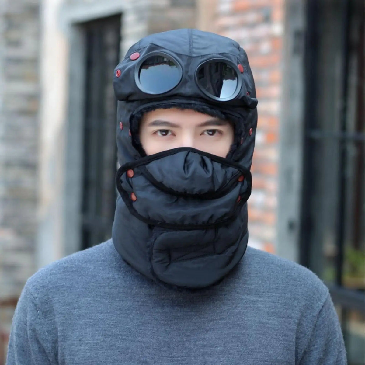 Insulated Winter Beanie with Integrated Face Shield for Cold Weather Protection