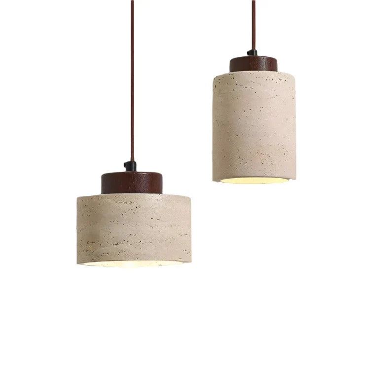 Natural Stone Hanging Lamp 6.5 Inch Travertine Shade Soft Warm Glow Overhead Fixture Bedroom Bedside Accent Nordic Minimalist Design | Thomler