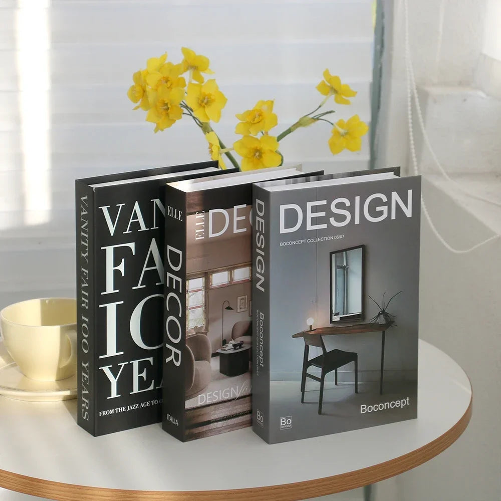 Hollow Cardboard Book Stack 3-Piece Display Set for Shelf Styling Coffee Table Accent Modern Home Interior Staging Props | Thomler