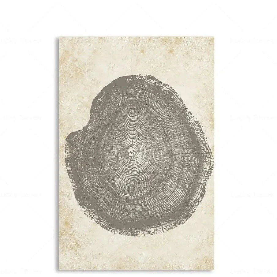 Botanical Growth Pattern Wall Art Canvas for Living Room, Bedroom & Office Décor | Natural Wood Grain Inspired Print | Thomler