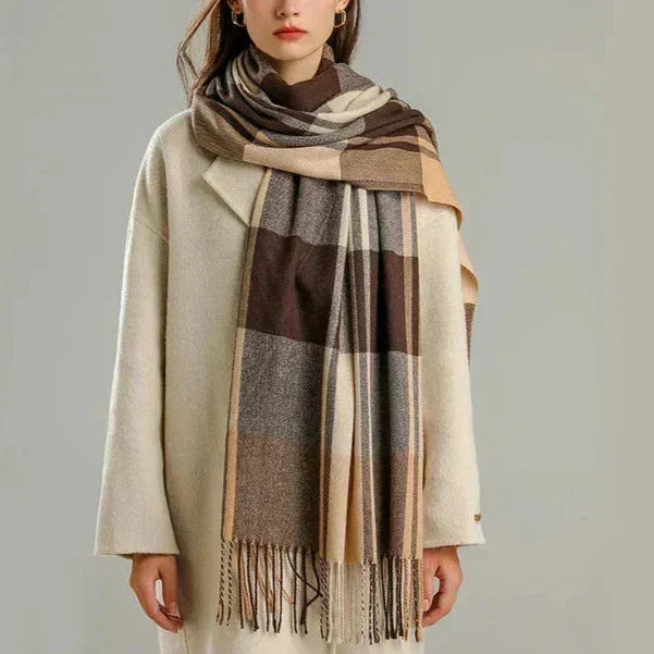 Kariertes Quadrat-Halstuch für Damen – Weicher Winter-Schal 89 x 89 cm, Hals-Accessoire für kaltes Wetter & Layering-Outfits