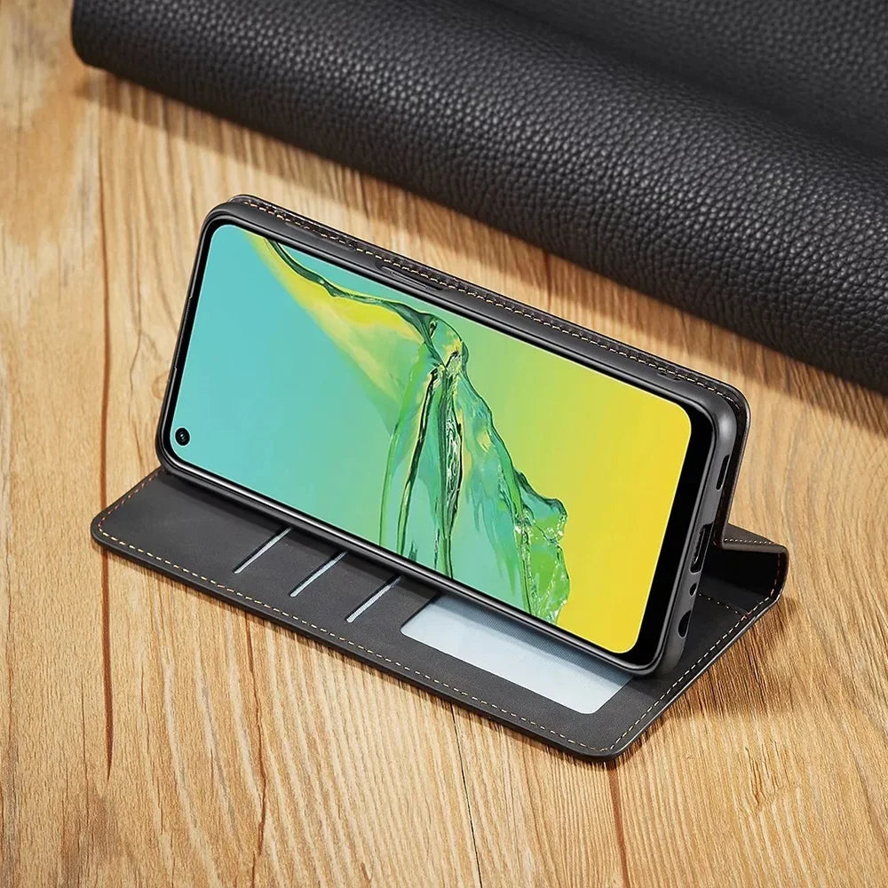 Magnetische lederen portemonneehoes voor Samsung Galaxy met kaartsleuven & flipcover | Premium folio-bescherming voor Galaxy S24 Ultra S23 S22 S21 S20