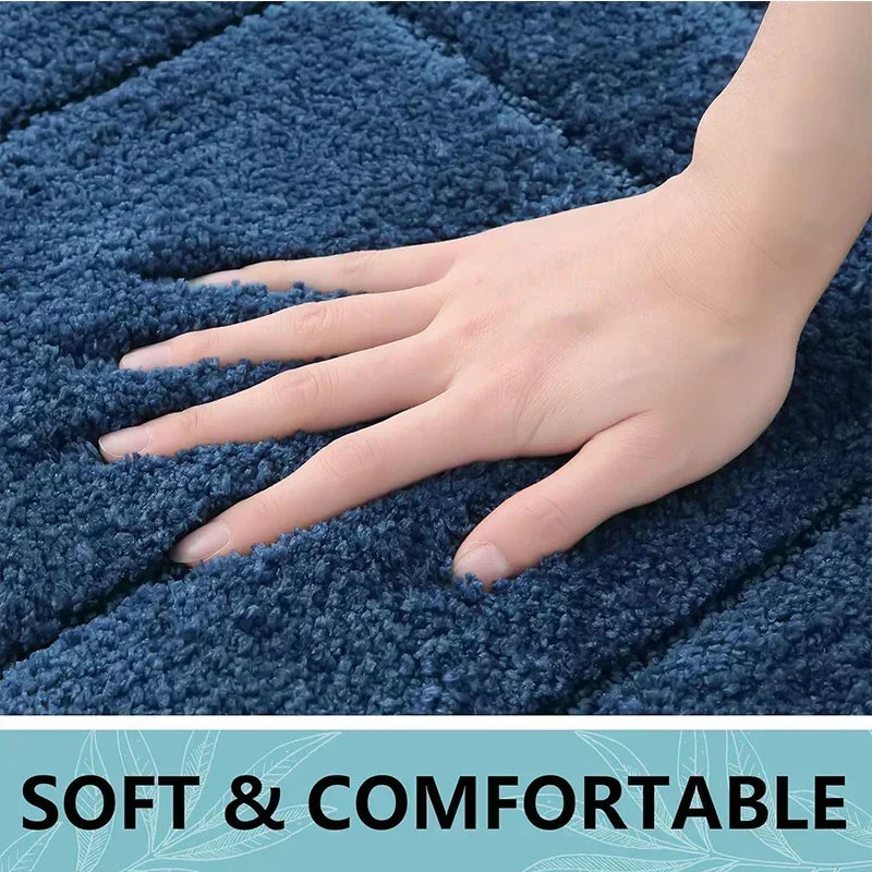 Double-Layer Microfiber Bath Mat with Non-Slip Backing – Absorbent Plush Velvet Bathroom Rug