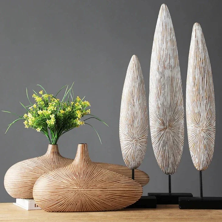 Sculptural Faux-Wood Vase for Floral Displays & Statement Décor, Medium 14 in & Large 20 in, Textured Organic Design for Living Room, Bedroo | Thomler