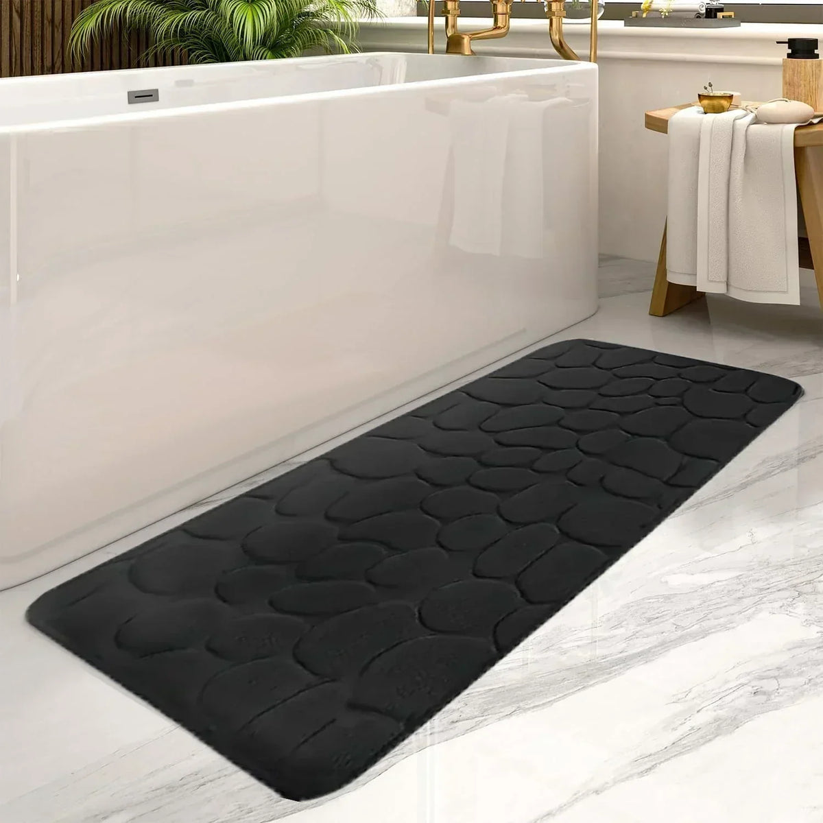 Mikrofaser-Badematte mit rutschfester Latex-Rückseite und schnell trocknend, 60 x 90 cm