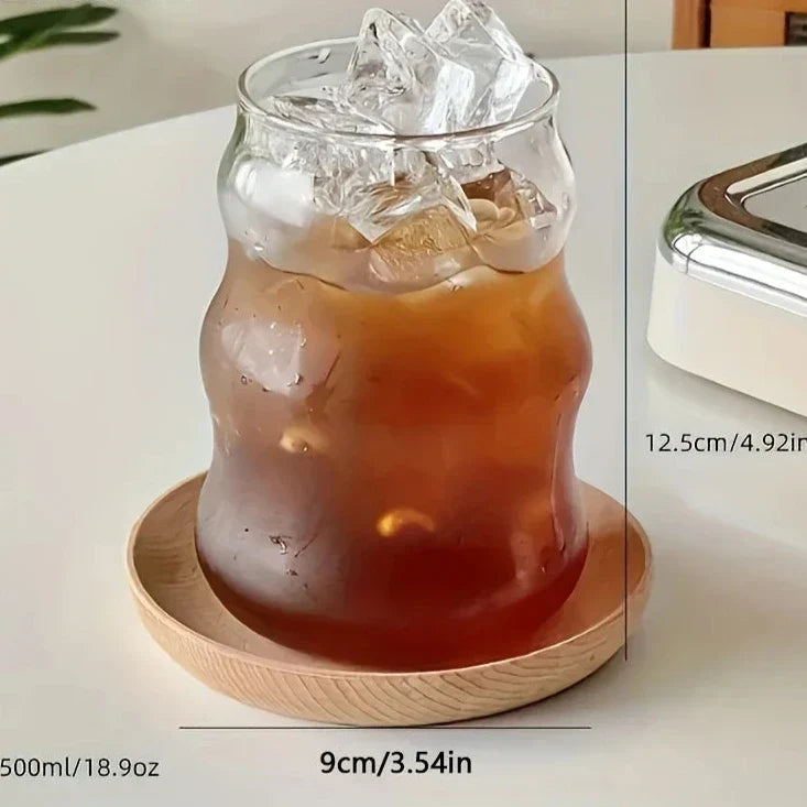 Textured Drinking Glasses Set of 4 Clear Heat-Safe Borosilicate 5 Inch Cups for Coffee Tea Juice Cocktails Water Kitchen Barware Home Entert | Thomler