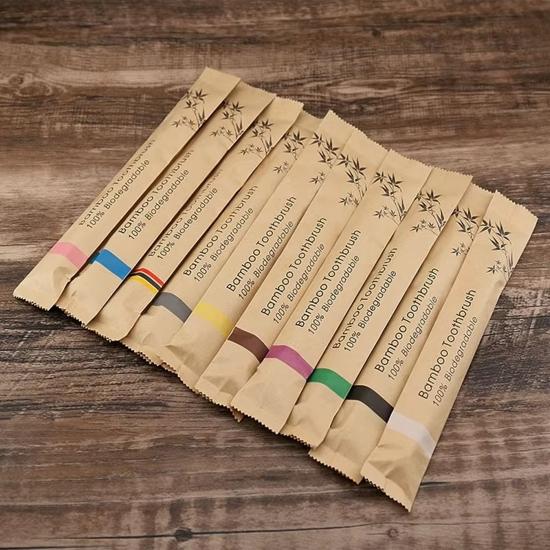 Bambus-Zahnbürsten-Set mit weichen Nylonborsten und natürlich antibakteriellem Griff, 10er-Pack