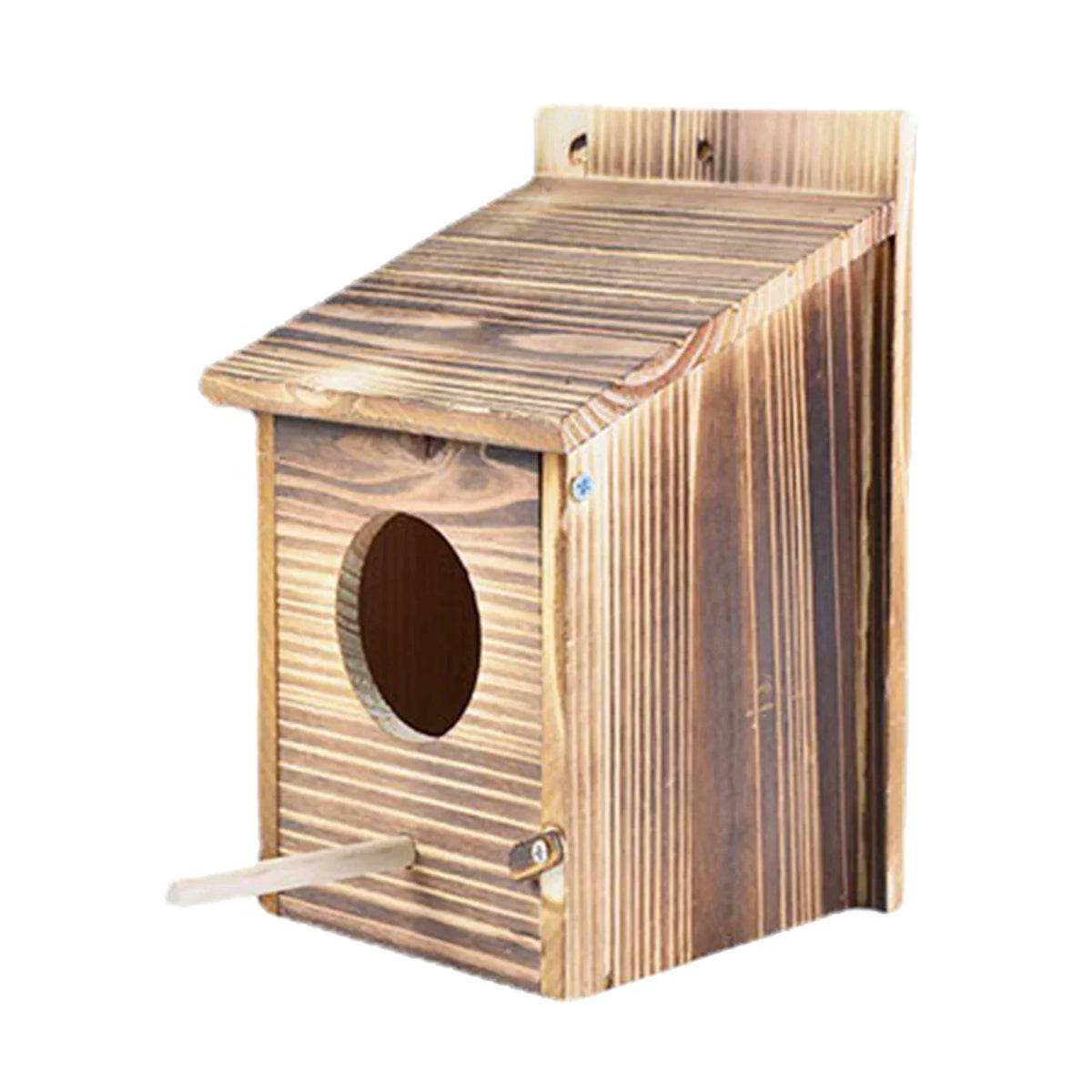 Houten vogelhuisje 22 cm met zijdeur voor buiten, om op te hangen in de tuin, op het terras of balkon, natuurlijke schuilplaats van hout voor kleine vogels | Thomler