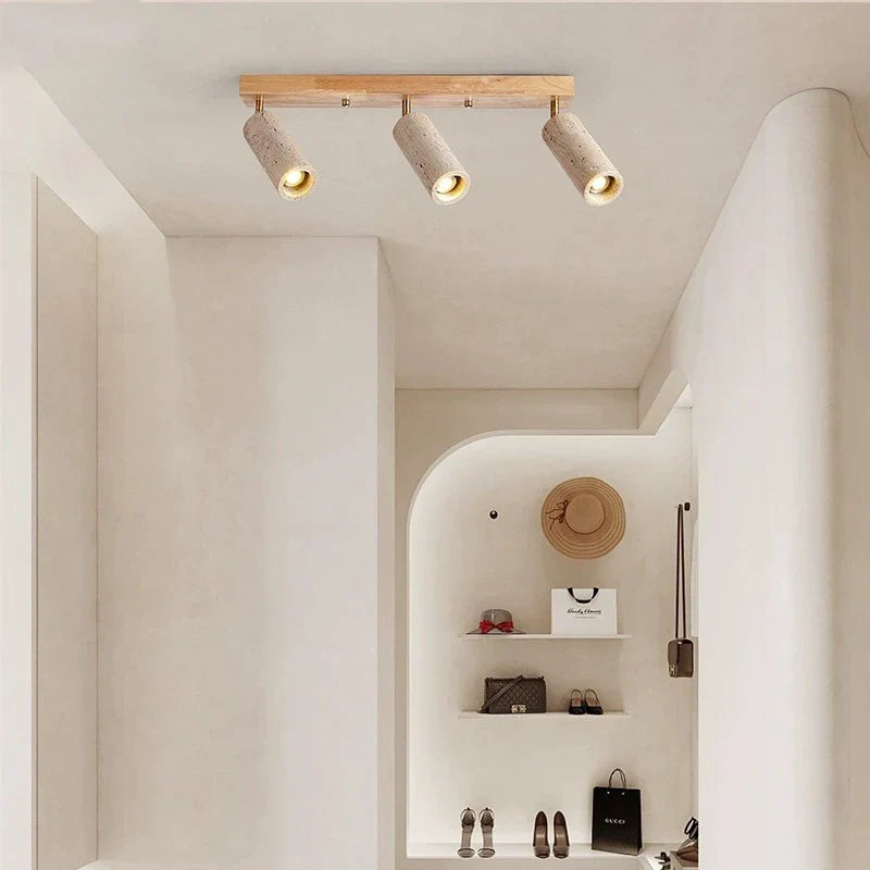 Dreifache verstellbare Strahlerleiste in Stein-Optik, Holz-Finish, 24 Zoll, für Wohnzimmer, Schlafzimmer, Akzentbeleuchtung, moderne, flache Leuchte | Thomler