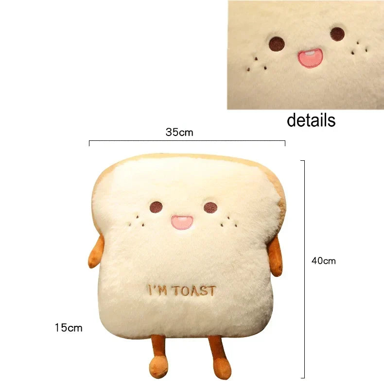 Soft Plush Toast Hand Warmer Pillow with Pocket – Cozy Stuffed Bread Cushion for Warmth & Comfort