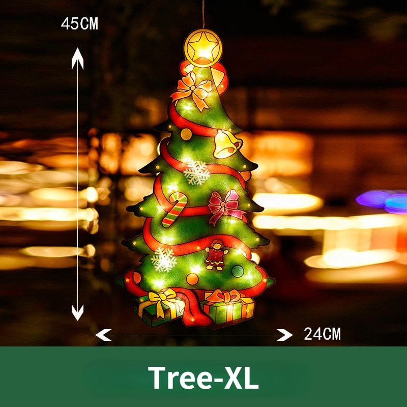 Battery-Operated LED Window Hanging Decoration – Holiday Silhouettes with Flash & Steady Modes