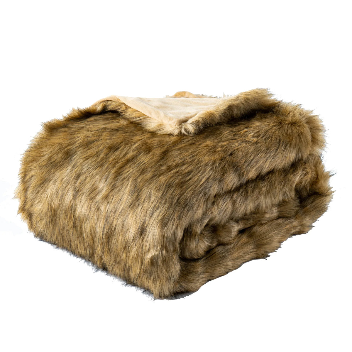 Plush Faux-Fur Accent Blanket 80×60 in Oversized Ultra-Soft Polyester Decorative Cover for Bedroom Sofa Chair Couch Neutral Tan Silver Brind | Thomler