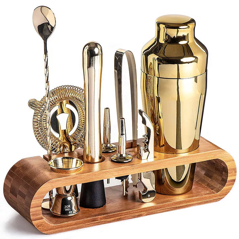 Stainless Steel Bartender Tool Kit 10-Piece Set with Shaker Jigger Strainer for Home Mixology Cocktail Station Bar Accessories Professional | Thomler