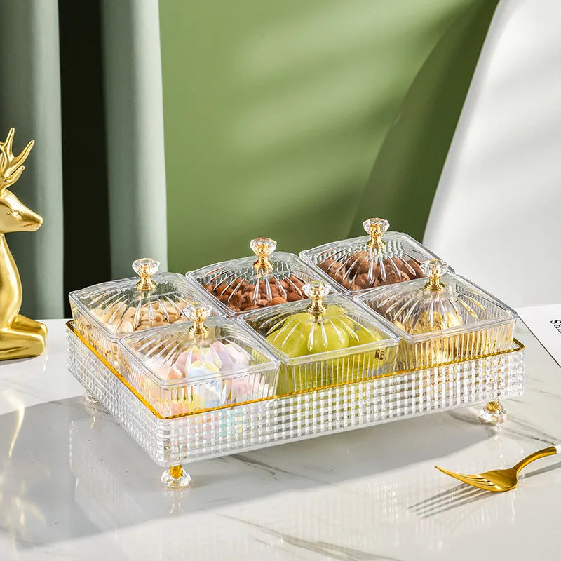 Rotating Serving Tray with Compartments for Appetizers Candy Nuts Dry Fruit Entertaining Parties Hosting Guests Kitchen Organization Table C | Thomler