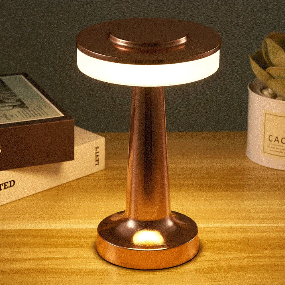 Rechargeable LED Desk Lamp with Touch Control & 3 Light Modes – Cordless Nightstand Light for Bedroom, Office & Living Room – Chrome Finish | Thomler