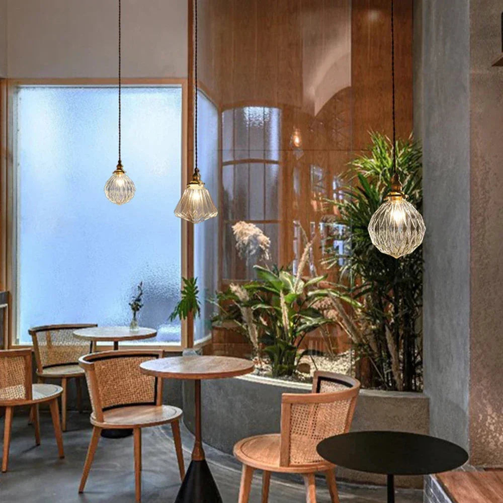 Clear Glass Hanging Lamp E27 Socket 6 in Diameter Scandinavian Style for Dining Room Kitchen Island Over Table Adjustable Cord Modern Minima | Thomler