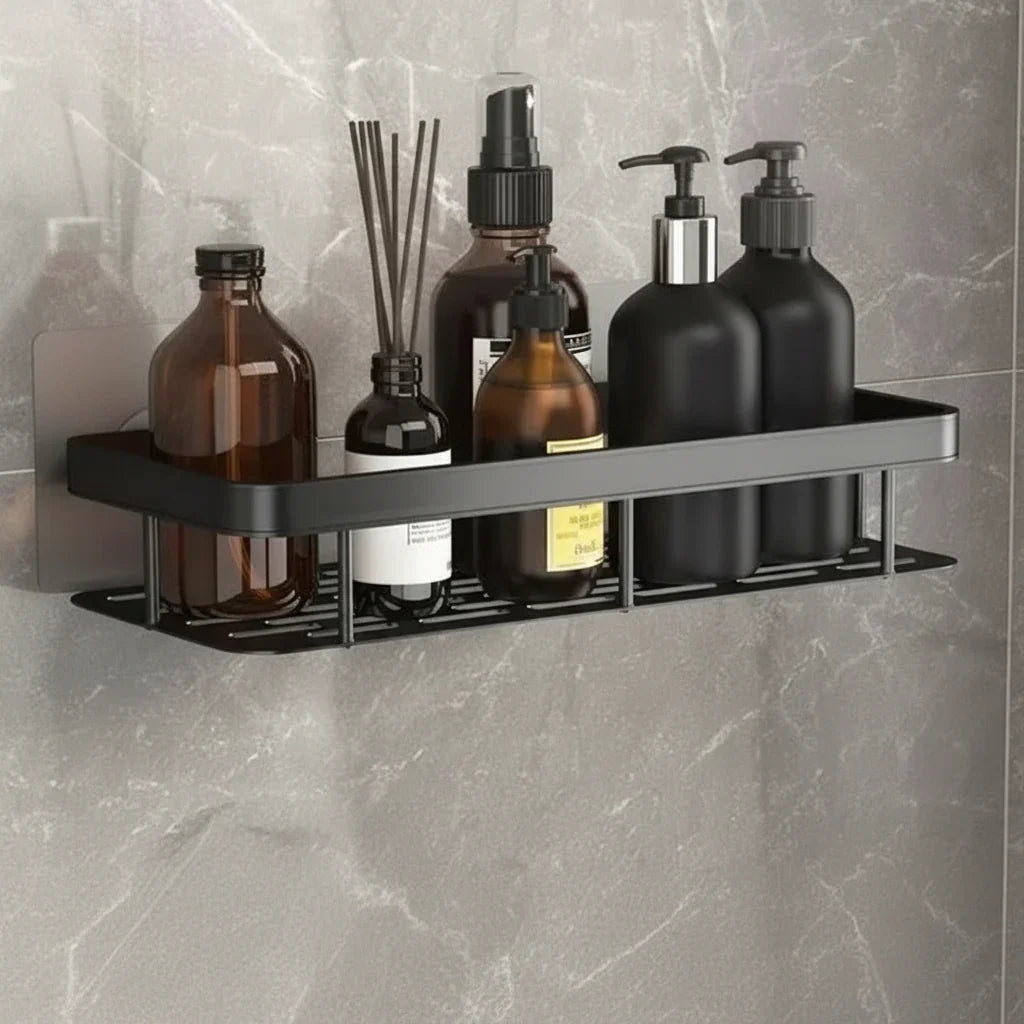 Wall Mount Adhesive Shower Caddy Corner Organizer – No-Drill Waterproof Storage Rack for Bathroom, Toilet & Sink – ABS & Steel in Black or S | Thomler