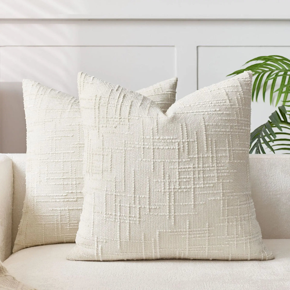 Plush Chenille Pillow Case 18 in Textured Bamboo Relief Pattern for Sofa Bed Living Room Bedroom Accent Home Décor Throw Cushion Slipcover | Thomler