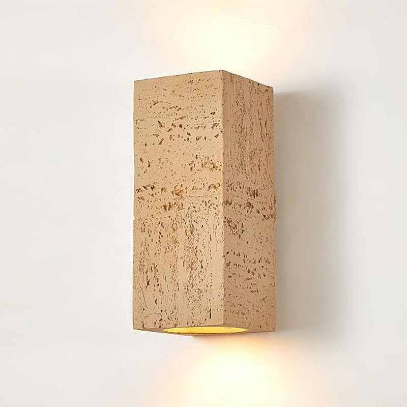 Rectangular Cement Sconce with Bidirectional Glow for Bedrooms, Hallways & Living Areas | Minimalist Stone-Effect Fixture | Thomler