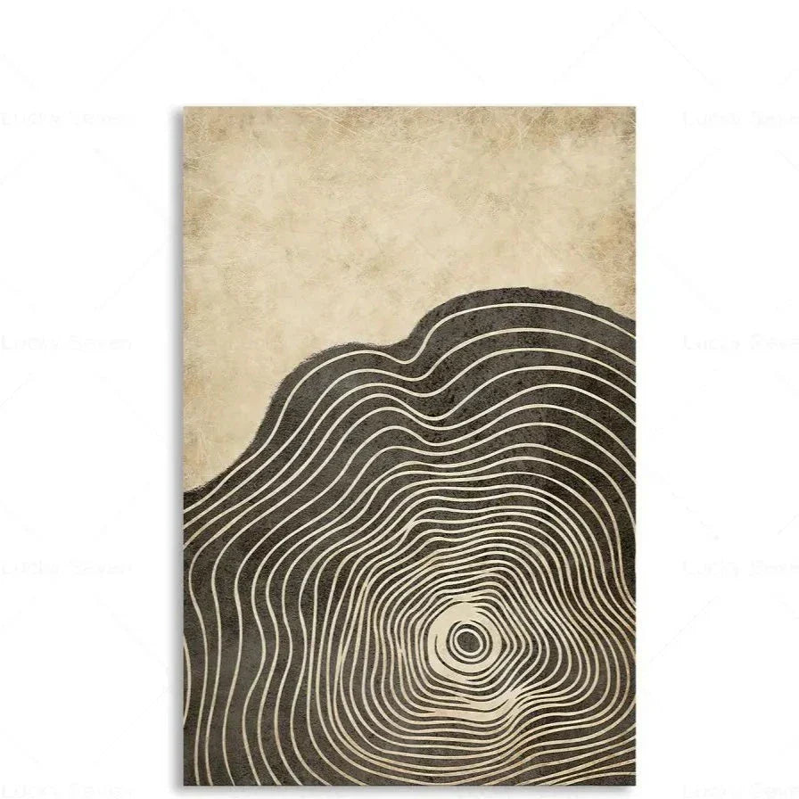 Botanical Growth Pattern Wall Art Canvas for Living Room, Bedroom & Office Décor | Natural Wood Grain Inspired Print | Thomler