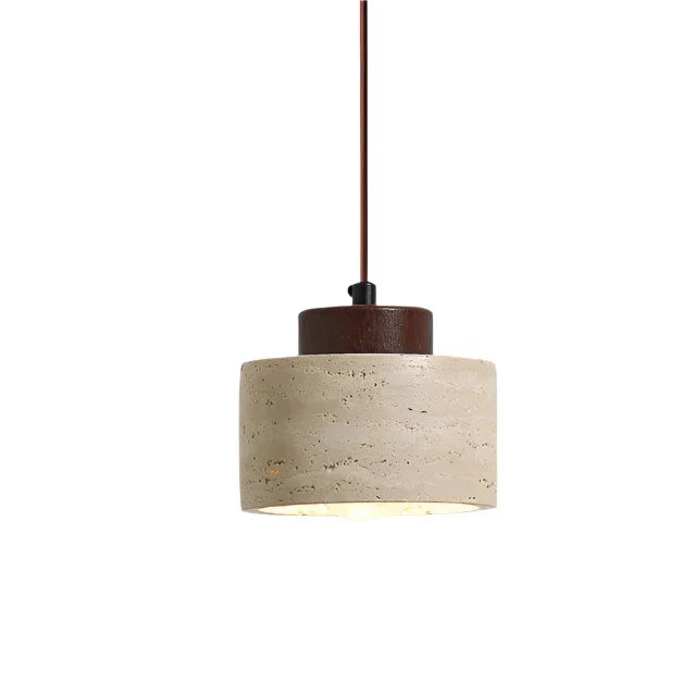 Natural Stone Hanging Lamp 6.5 Inch Travertine Shade Soft Warm Glow Overhead Fixture Bedroom Bedside Accent Nordic Minimalist Design | Thomler