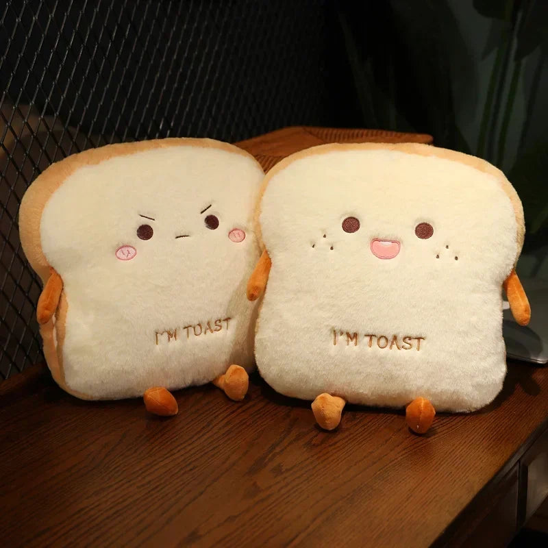 Soft Plush Toast Hand Warmer Pillow with Pocket – Cozy Stuffed Bread Cushion for Warmth & Comfort