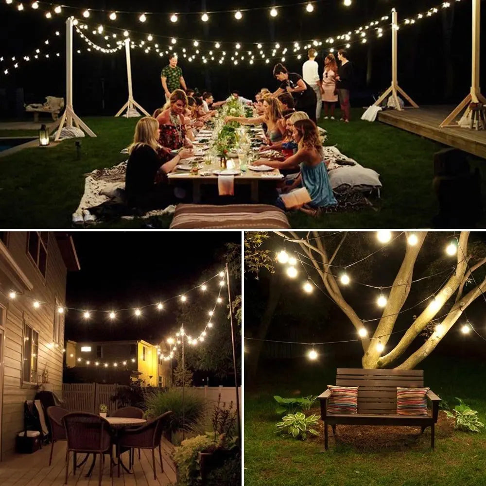 Outdoor LED-snoerverlichting op zonne-energie, waterdicht, decoratieve tuinverlichting, 9 meter voor terras, tuin, veranda, achtertuin, pad, landschapsaccent | Thomler