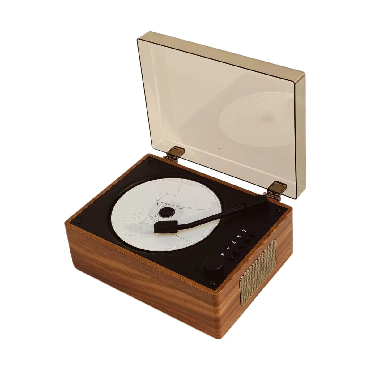 Compact Desktop Audio System Wireless Bluetooth 5.1 Disc Player Walnut Wood Design USB AUX Built-In Speaker 2000mAh Rechargeable Battery Rem | Thomler