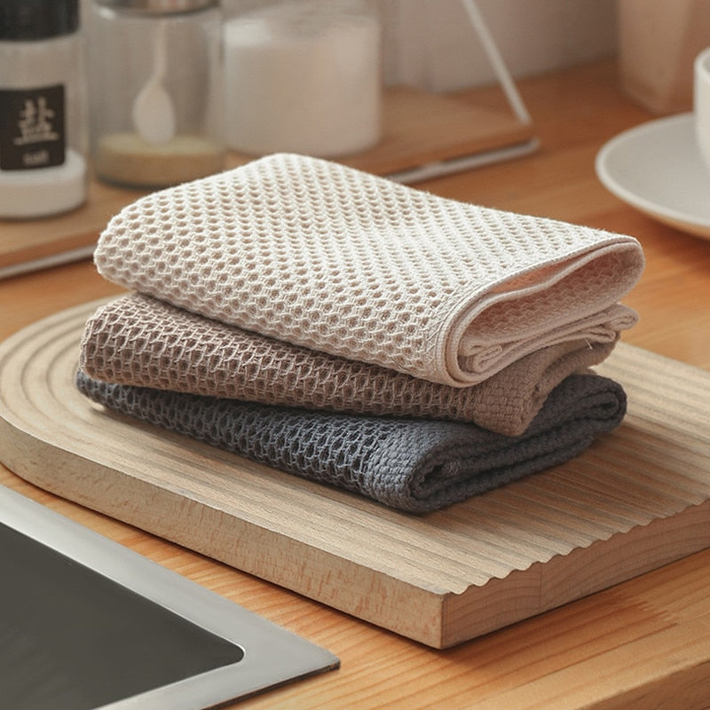 Cotton Waffle Weave Dish Towels 6-Pack Kitchen Hand Towels Fast Drying Neutral Colors for Countertops Bathroom Cleaning Cloths Lightweight A | Thomler