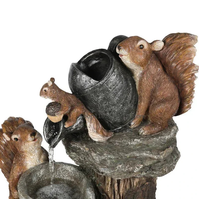 Solar-Powered Duck & Squirrel Garden Statue with LED Lights – Weather-Resistant Resin Outdoor Figurine for Patio & Yard