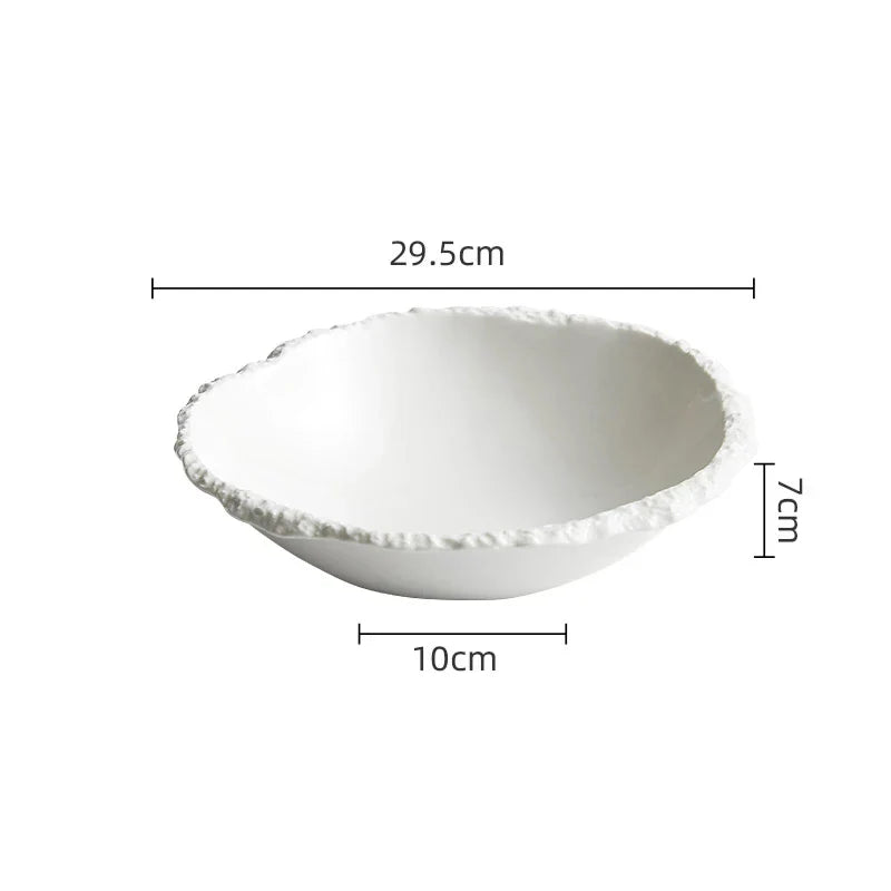 Rustic Ceramic Serving Bowl for Salads, Grains & Family Meals - Porcelain Dinnerware for Everyday & Special Occasions - Dishwasher Safe | Thomler