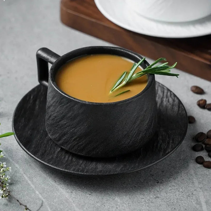 Glazed Stoneware Cup and Saucer Set for Coffee, Tea, and Hot Beverages – Minimalist Japanese-Inspired Design for Kitchen, Dining Room, and H | Thomler