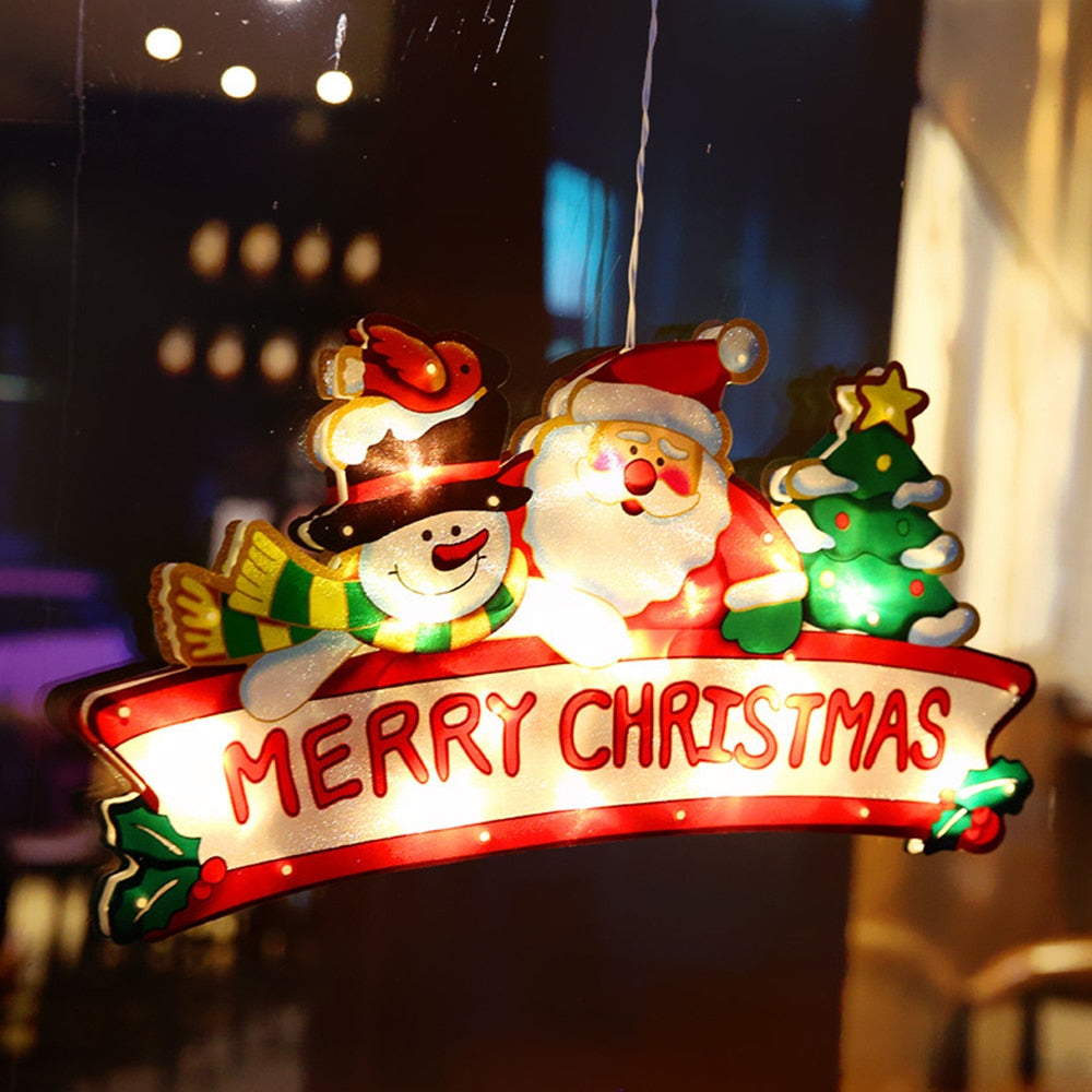 Battery-Operated LED Window Hanging Decoration – Holiday Silhouettes with Flash & Steady Modes