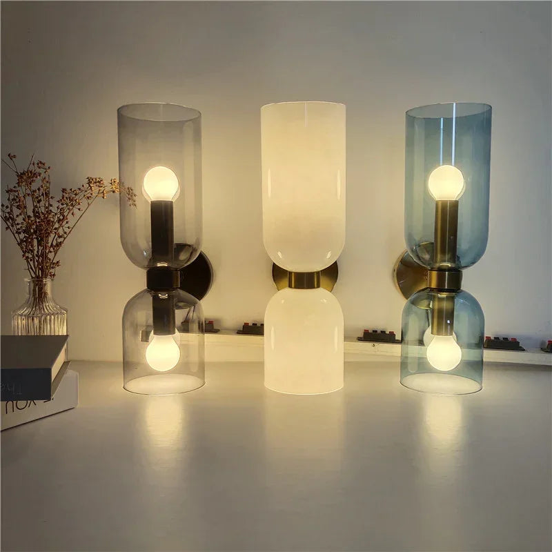 Porcelain Sconce Light Fixture 16 Inch Height Pivoting Arm for Bedroom Hallway Living Room Reading Nook Contemporary White Gray Blue Clear | Thomler