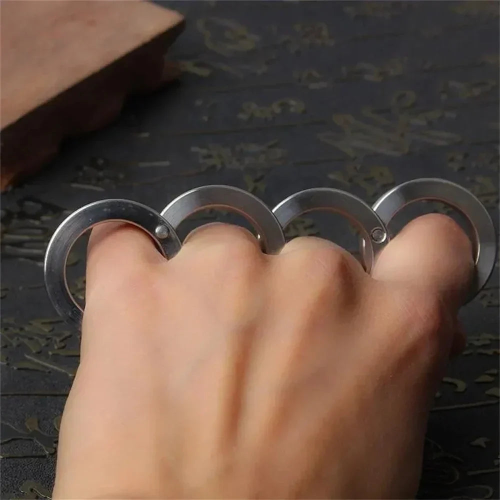 Tactisch noodring zelfverdedigingsmiddel zilverkleurige metalen vingerbeschermer discrete bescherming voor dagelijks gebruik compacte veiligheidsring voor dames en heren | Thomler