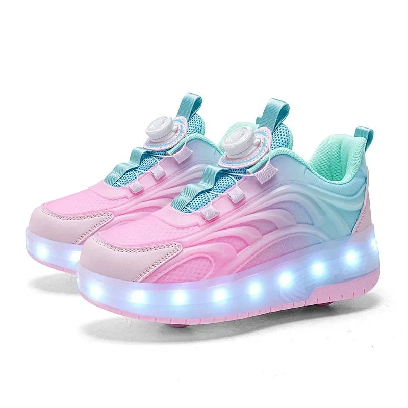 Kinder-Rollschuh-Sneaker mit leuchtenden, per USB aufladbaren LED-Rollen | Rollschuhe für Jungen & Mädchen | Outdoor-Freizeit & aktives Spielen