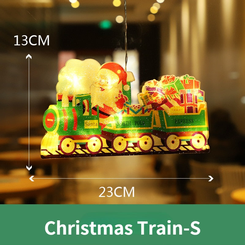 Battery-Operated LED Window Hanging Decoration – Holiday Silhouettes with Flash & Steady Modes