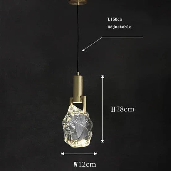 Hanging Fixture with Polished Copper & Faceted Glass Shade for Dining Room, Kitchen Island, Entryway | Thomler